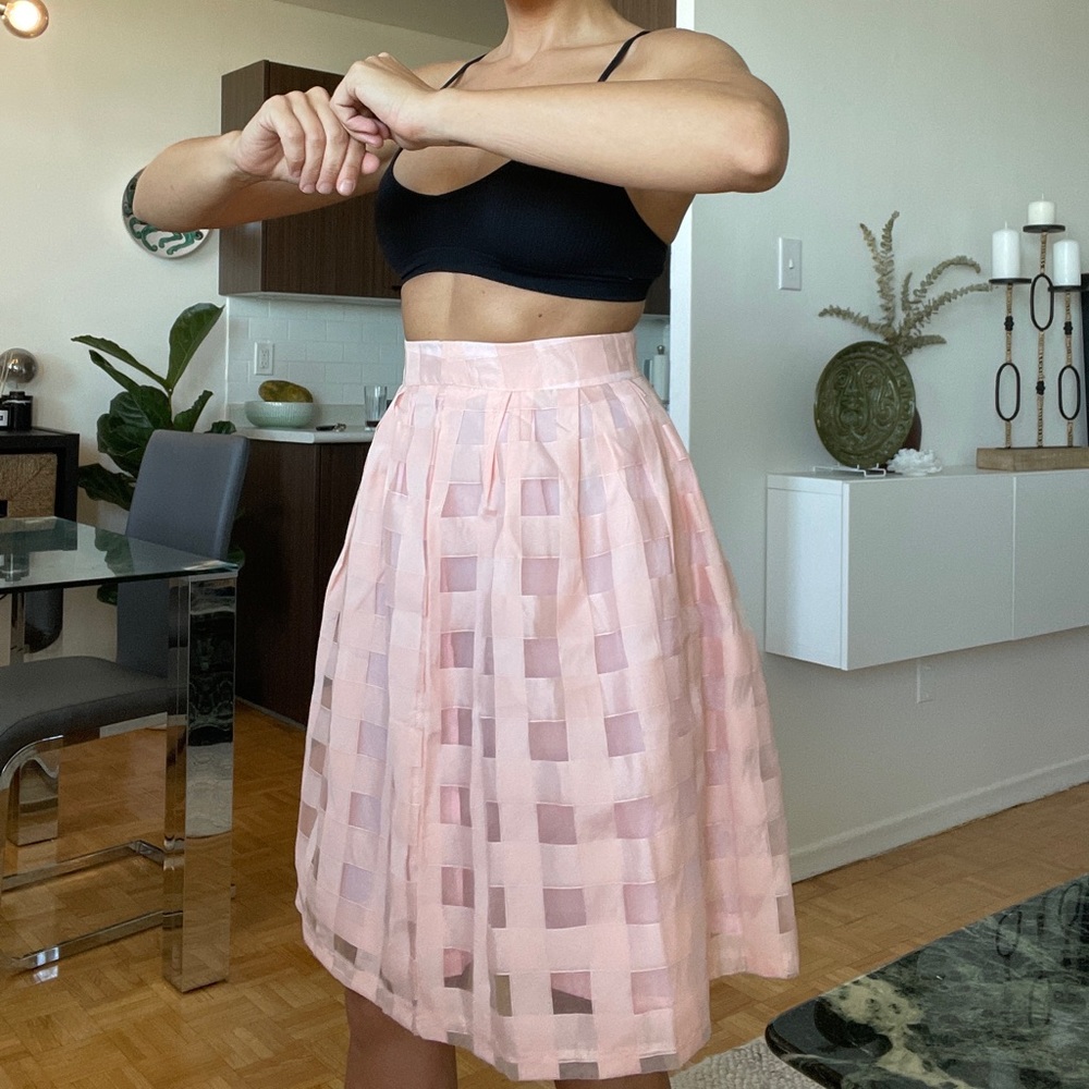 Pink tutu chiffon skirt gumuxi